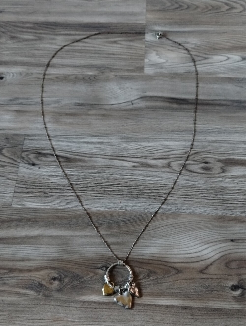 Hammered Metal Heart Ring Necklace